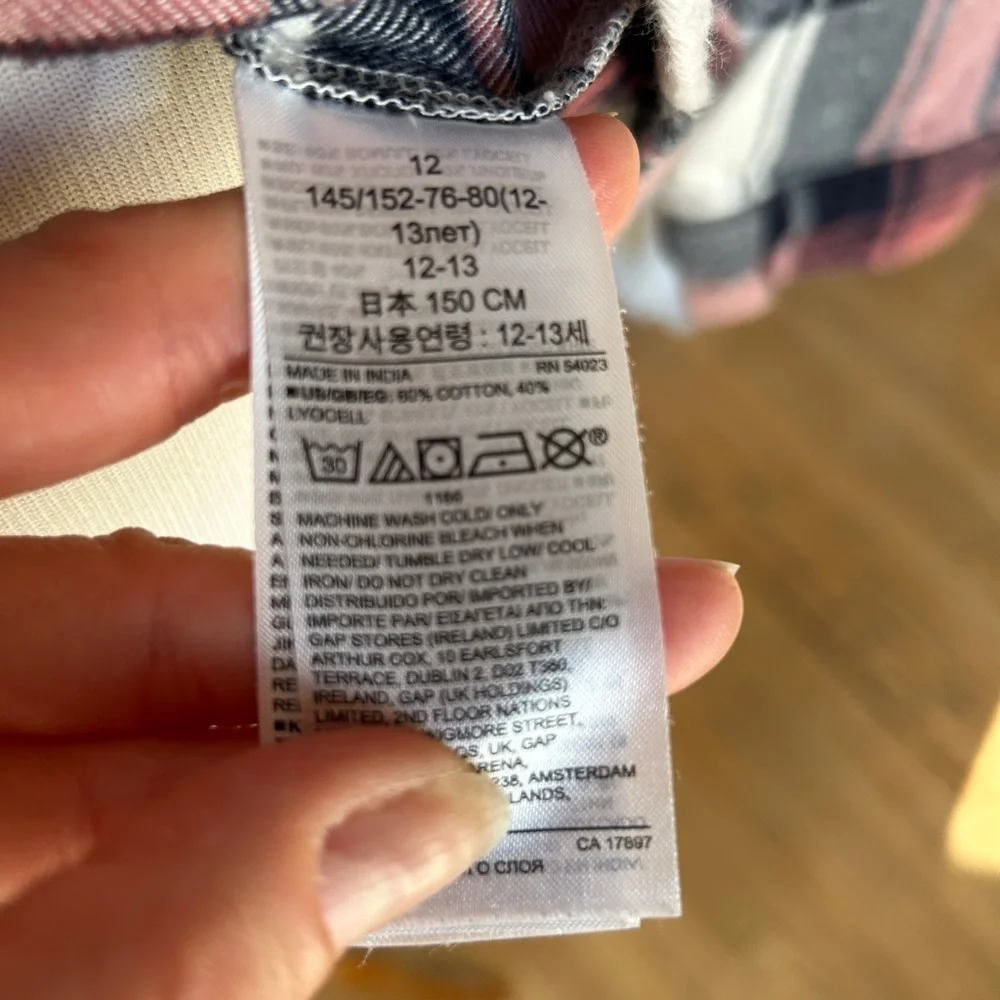 GAP Youth Size XL 12 Pink Plaid Flannel Shirt Ultra Soft Cotton Tencel
